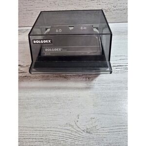 Rolodex Petite S-300C Desktop Address File Black Smoked Lid with Cards Vintage‎
